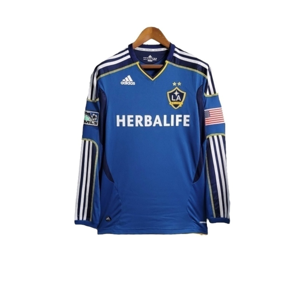 Camisa Los Angeles Galaxy II 2011/2012 Manga Longa - Retrô Adidas - Azul com detalhes em branco e amarelo