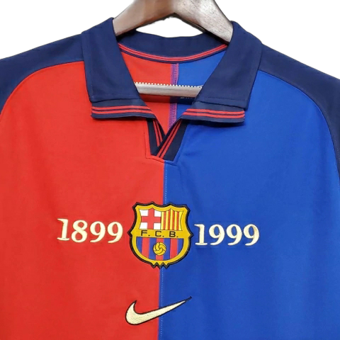 Camisa Barcelona Edição Centenário 1998/1999 - Retrô Nike - Azul e Grená