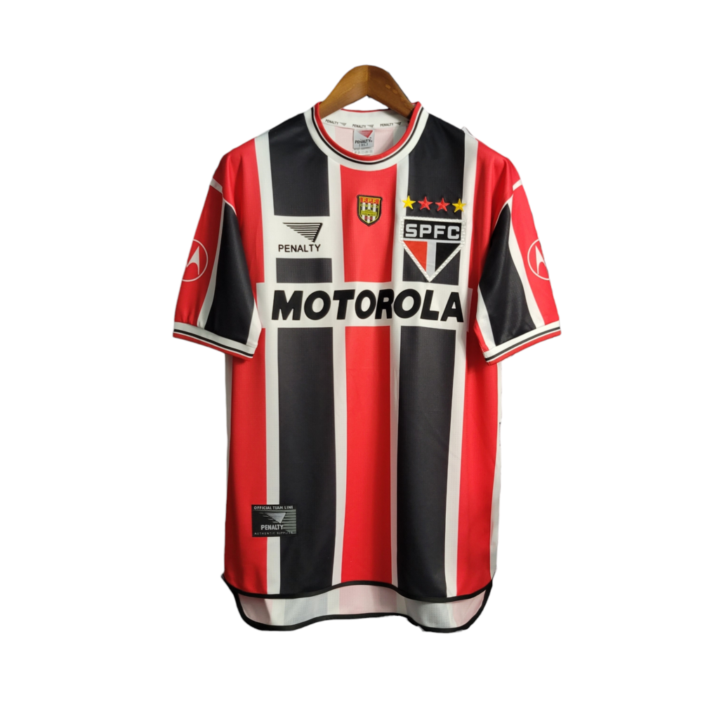 Camisa São Paulo II 2000 - Retrô Penalty - Tricolor com símbolo da Motorola