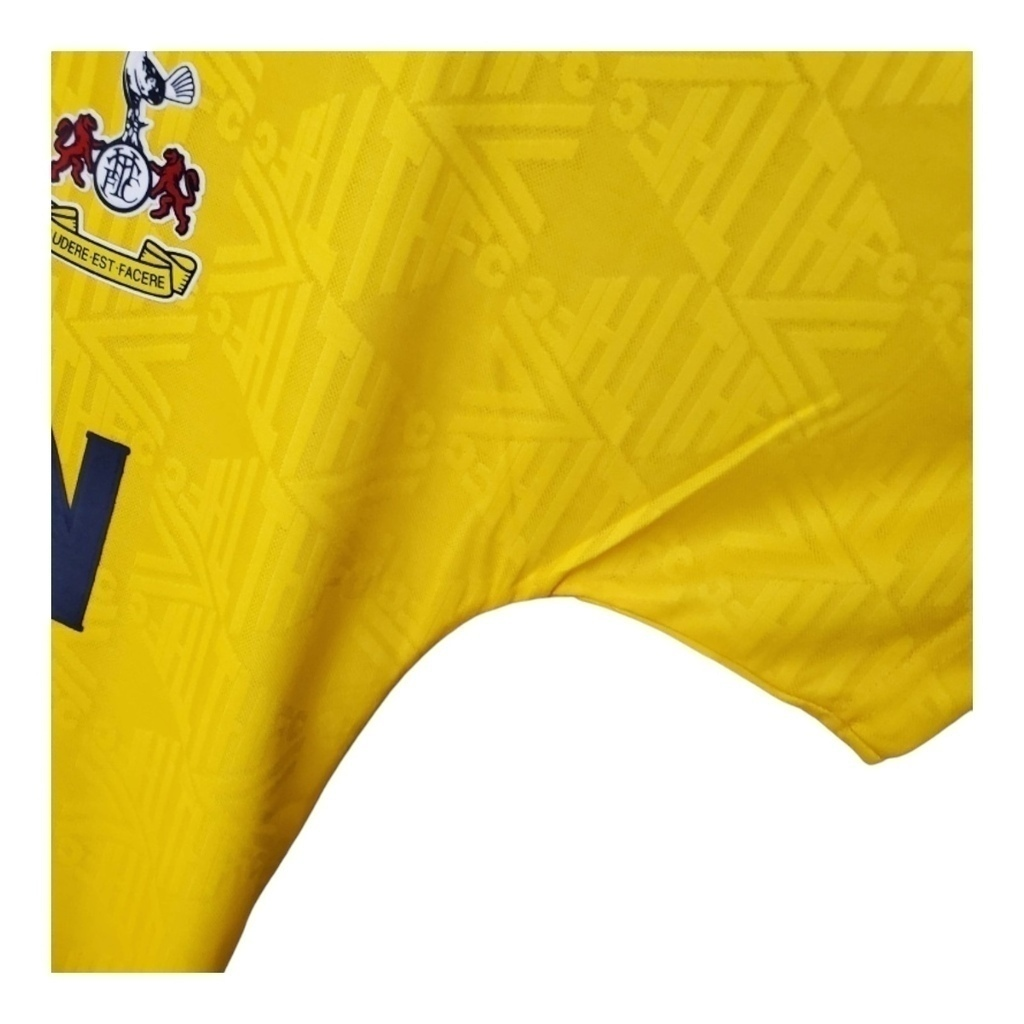 Camisa Tottenham II 1992/1994 - Retrô Umbro - Amarela com detalhes em azul e cinza