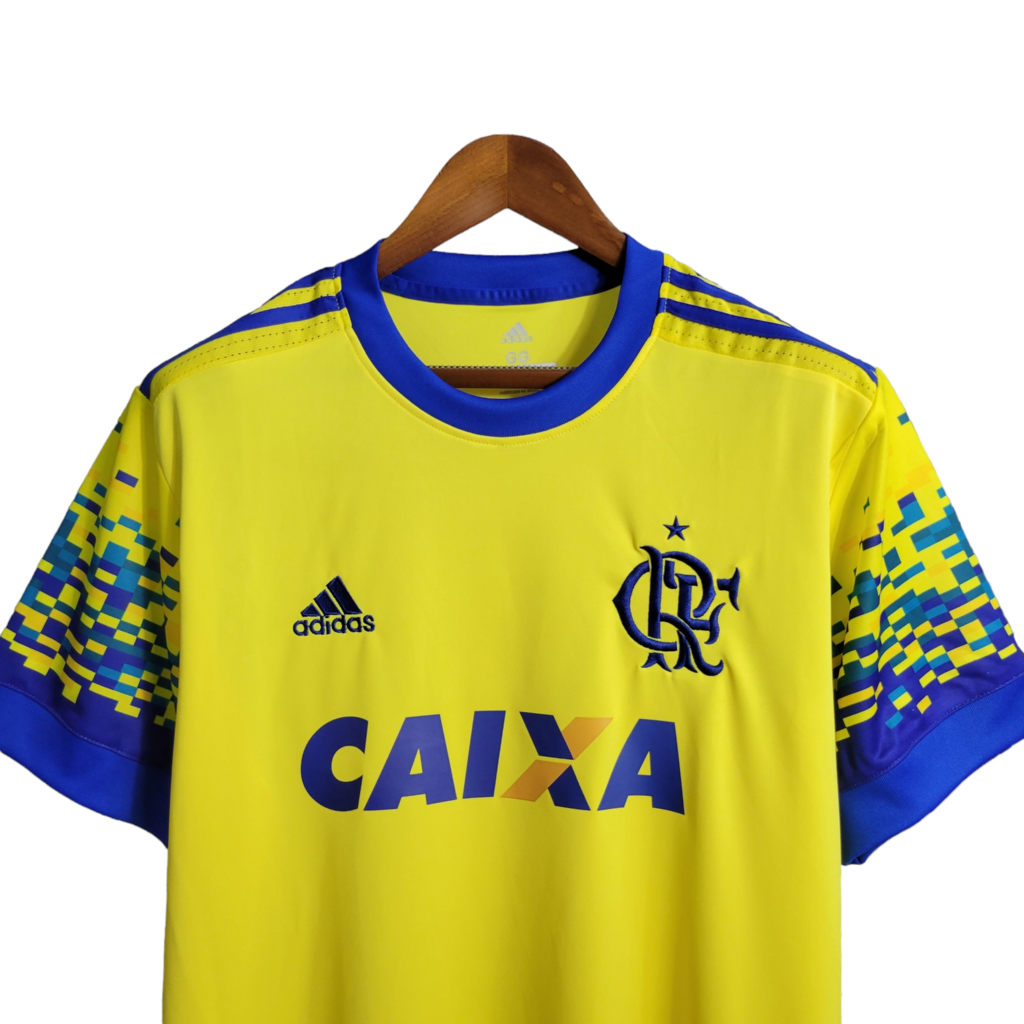 Camisa Flamengo II 2017 - Retrô Adidas - Amarela com detalhes em azul