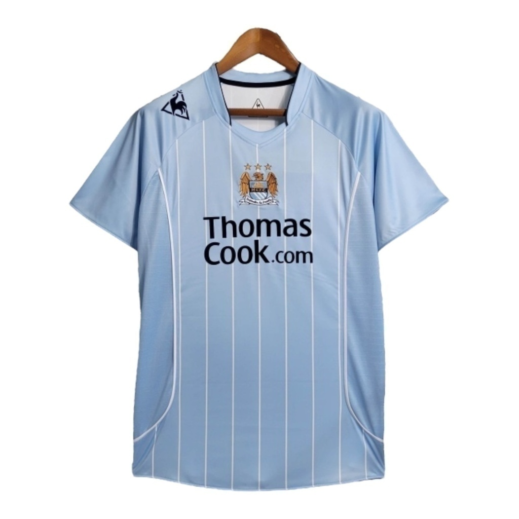 Camisa Manchester City I 2007/2008 - Retrô - Azul com detalhes em branco