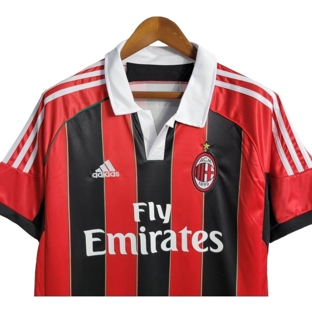 Camisa AC Milan I 2012/2013 - Retrô Adidas - Vermelha e preta com detalhes em branco e verde