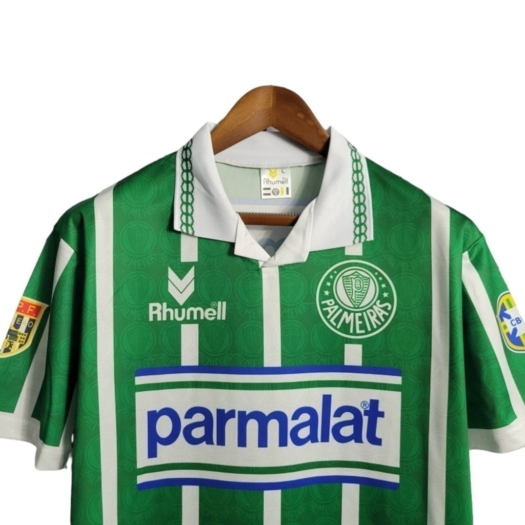 Camisa Palmeiras I 1993/1994 - Retrô Rhumell - Verde com listras em branco