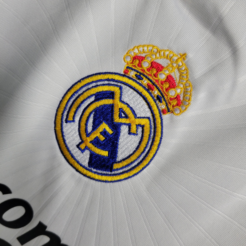 Camisa Real Madrid I 2010/2011 Manga Longa - Retrô Adidas - Branca com detalhes em azul