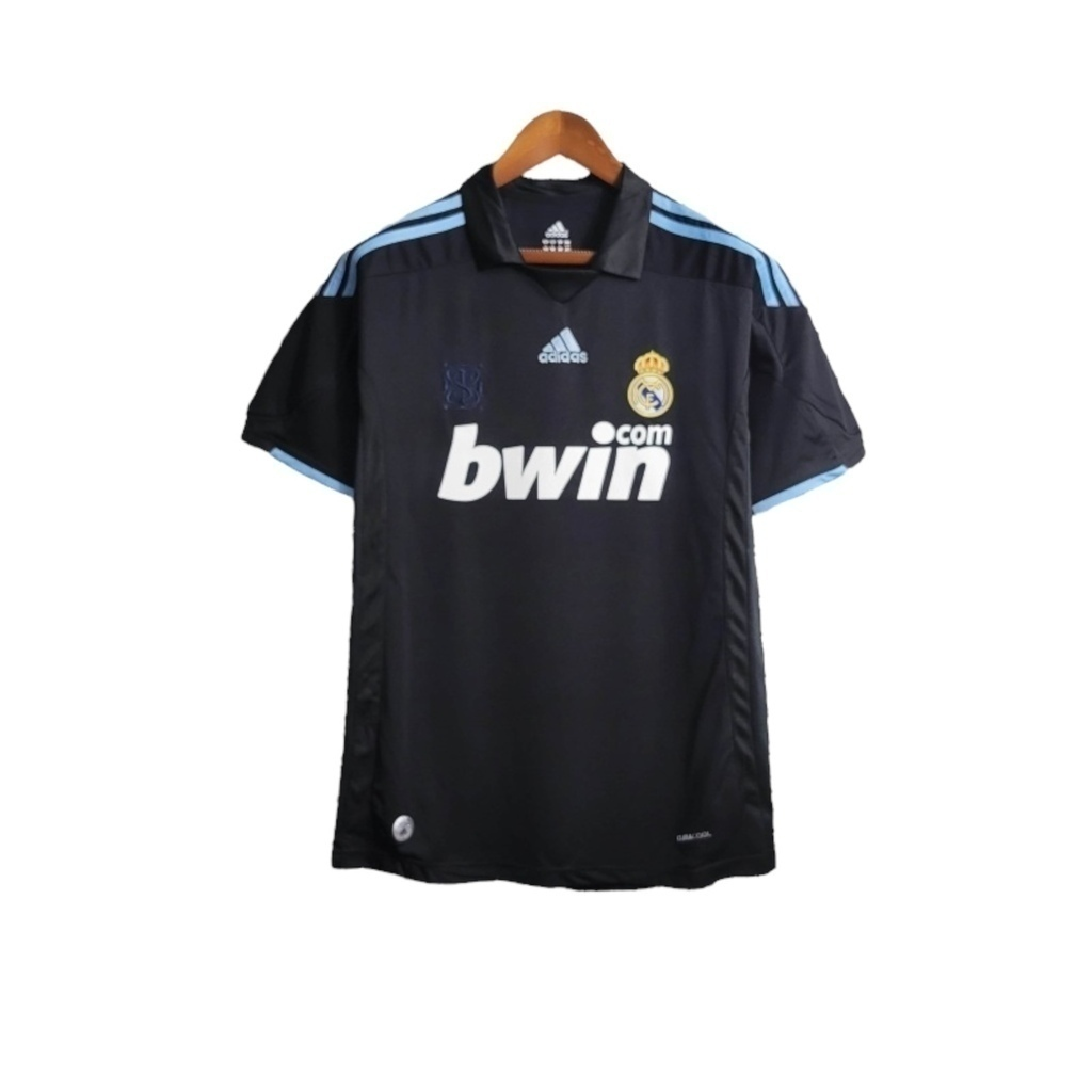 Camisa Real Madrid II 2009/2010 - Retrô Adidas - Preta com detalhes em azul