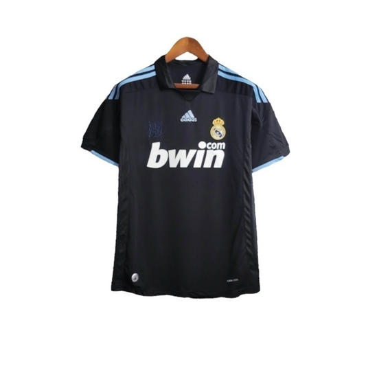 Camisa Real Madrid II 2009/2010 - Retrô Adidas - Preta com detalhes em azul