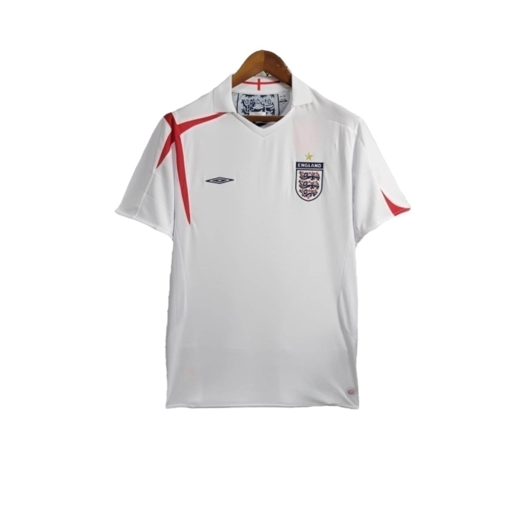 Camisa Seleção da Inglaterra I 2005 - Retrô Umbro - Branca com detalhes em vermelho