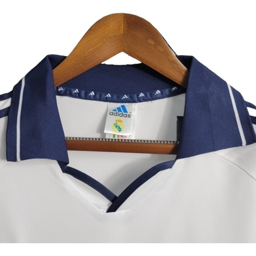 Camisa Real Madrid I 2000/2001 - Retrô Adidas - Branca com detalhes em azul