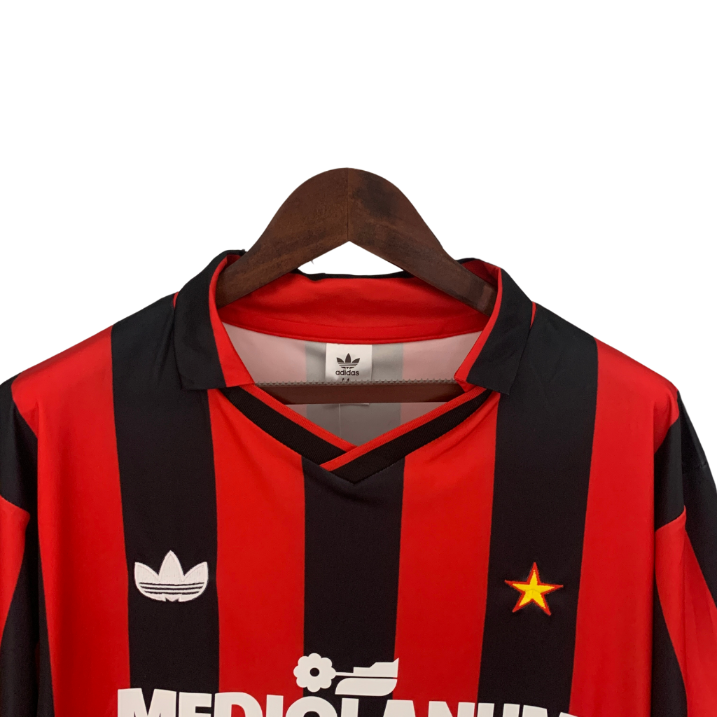Camisa AC Milan 1990/1991 - Retrô Adidas - Vermelha e preta