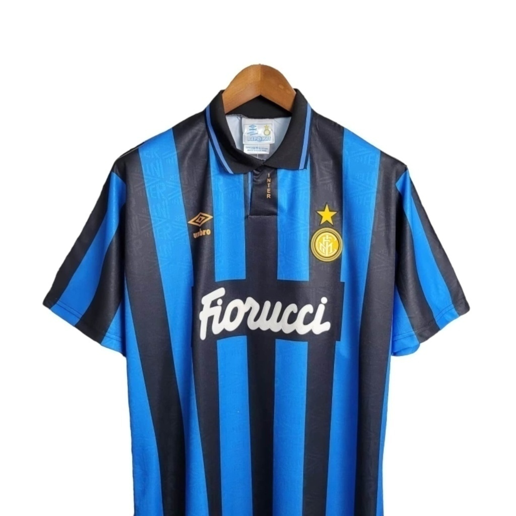 Camisa Inter de Milão I 1992/1993 - Retrô Umbro - Azul e preta