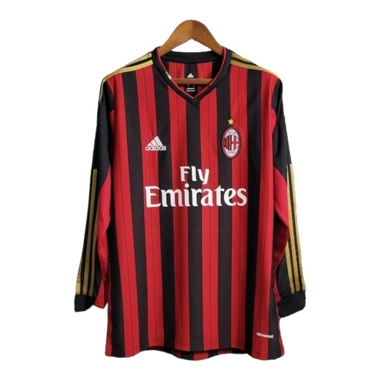 Camisa AC Milan 2013/2014 Manga Longa - Retrô Adidas - Preta e vermelha com detalhes em dourado