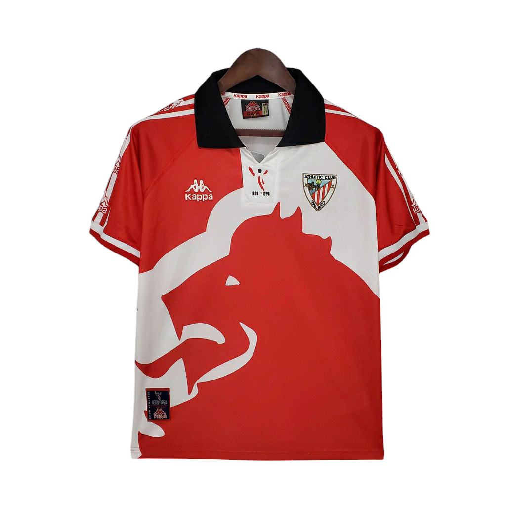 Camisa Athletic Bilbao 1997/1998 - Retrô Kappa - Vermelha e Branca