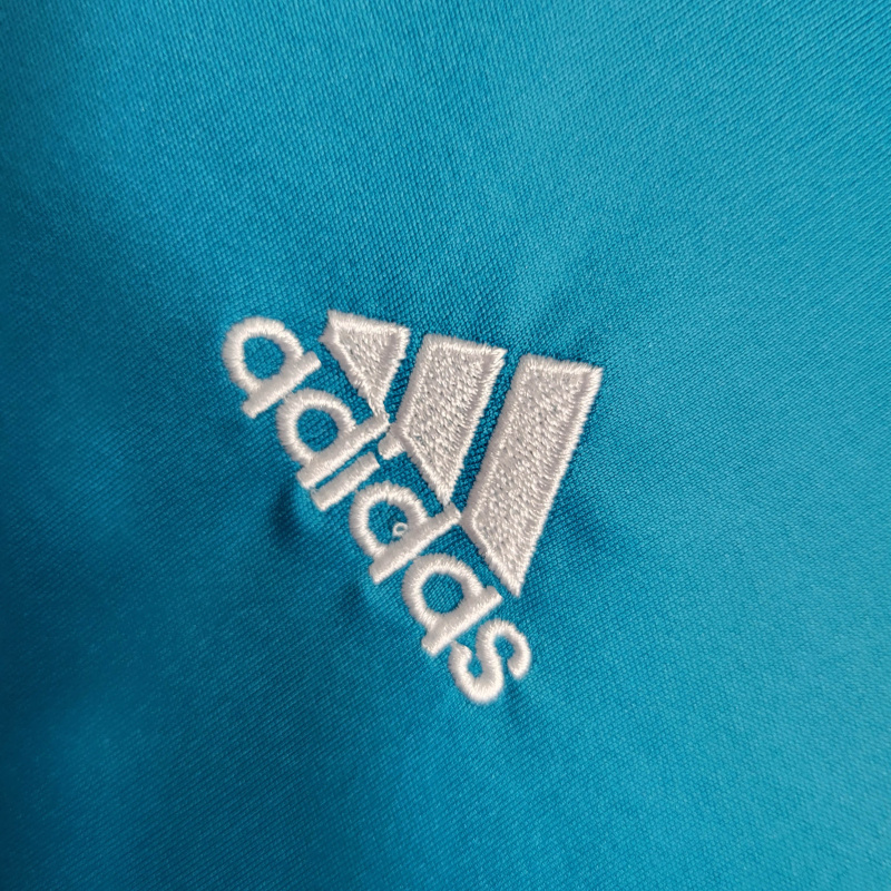 Conjunto Infantil Real Madrid II 2017/2018 - Retrô Adidas - Azul com detalhes em branco
