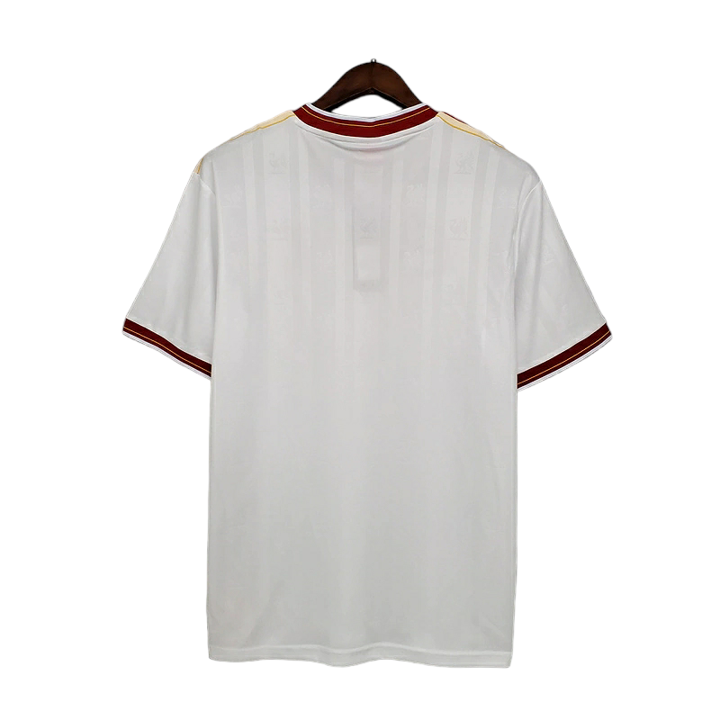 Camisa Liverpool 1985/1986 - Retrô - Branca com detalhes em vermelho