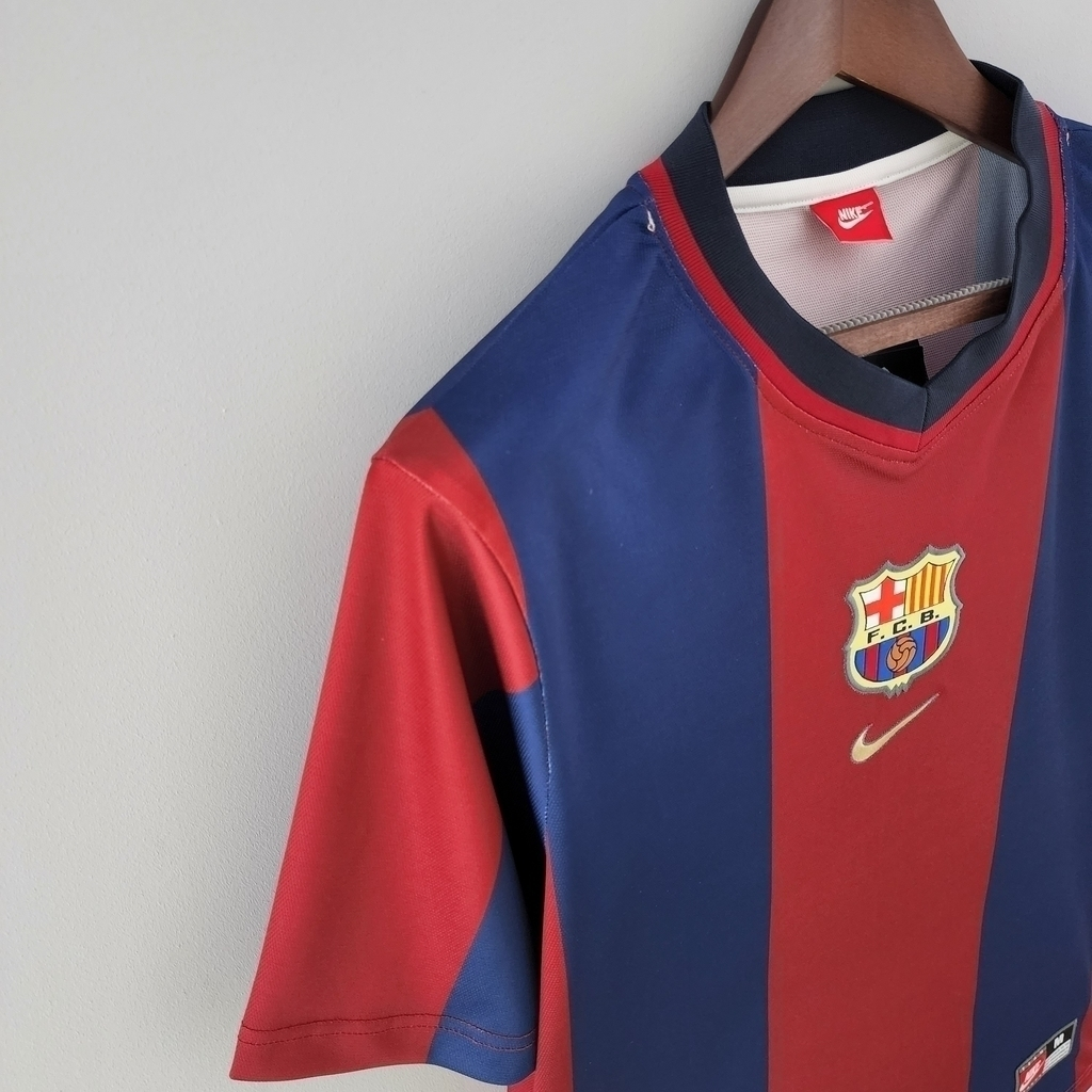 Camisa Barcelona I 1998/1999 - Retrô Nike - Azul e Grená