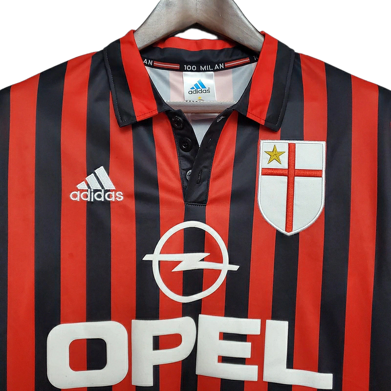 Camisa AC Milan I 1999/2000 - Retrô Adidas - Vermelha e preta