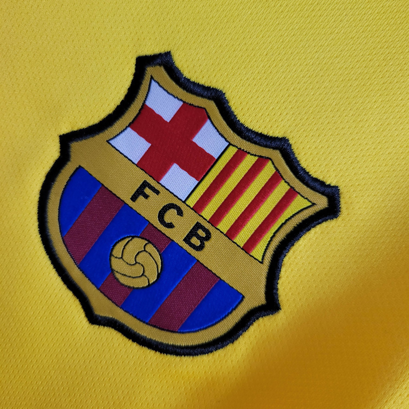 Camisa Barcelona I 2019/2020 - Retrô Nike - Amarela com detalhes em vermelho