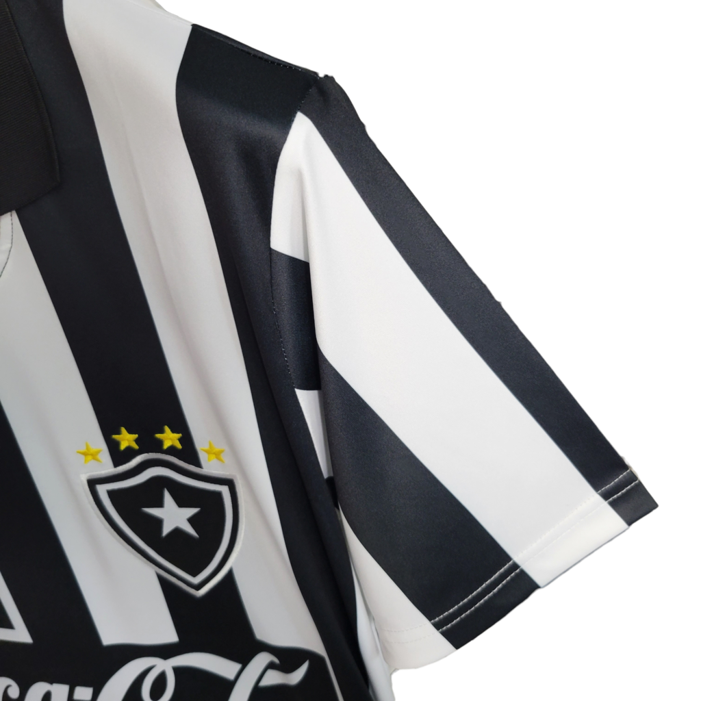 Camisa Botafogo I 1997 - Retrô Umbro - Branca com listras pretas com patrocínio da Coca Cola