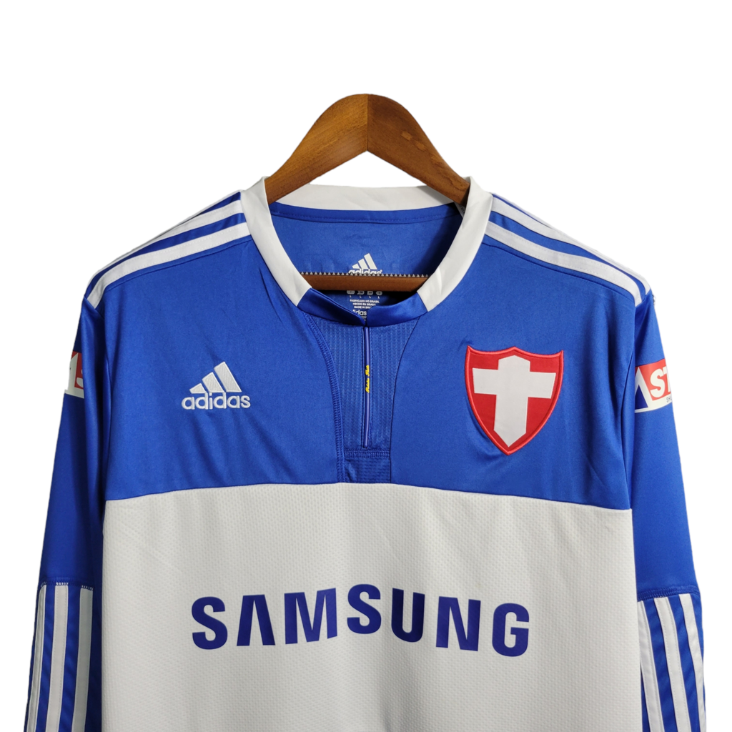 Camisa Palmeiras III 2019 Manga Longa - Retrô Adidas - Azul com detalhes em branco