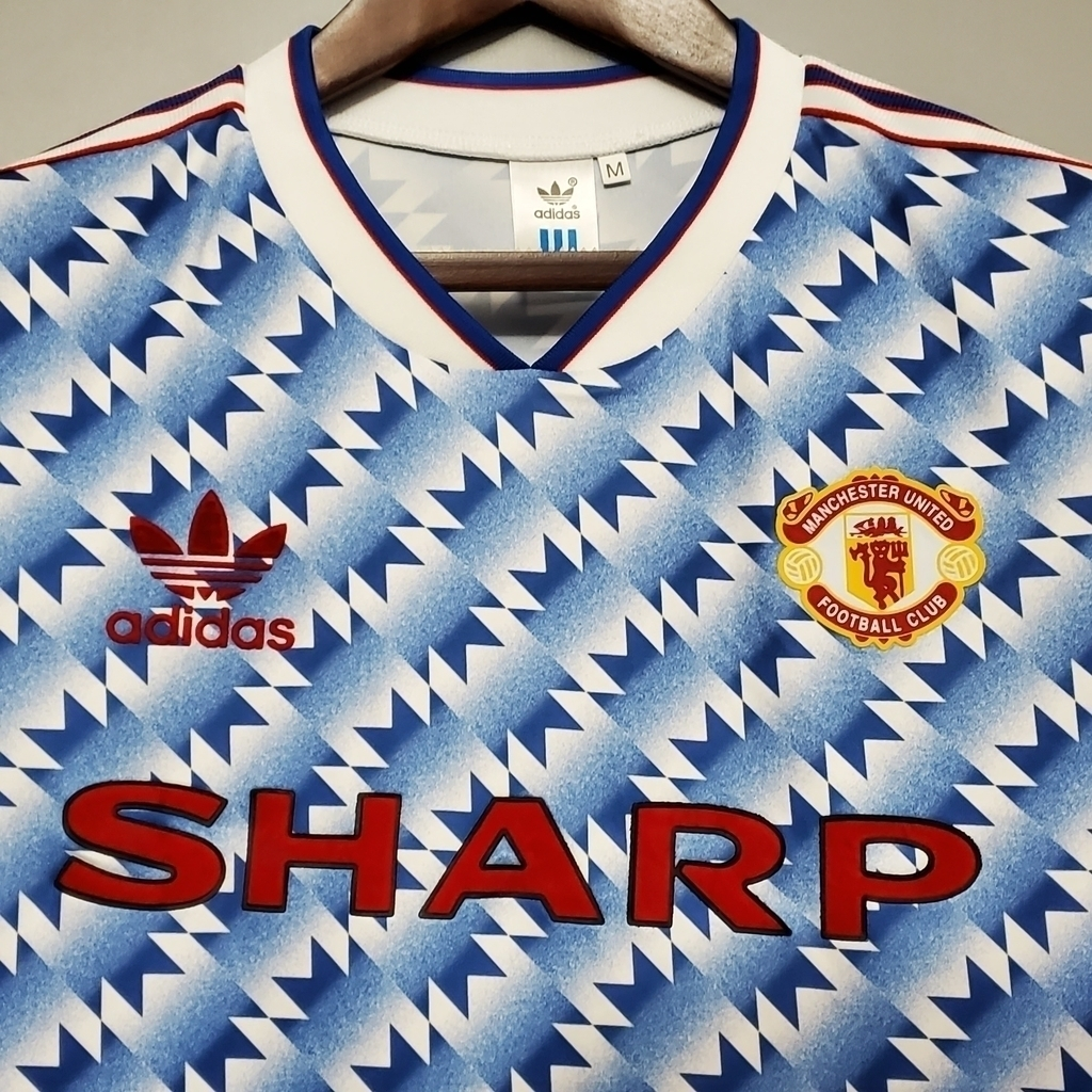 Camisa Manchester United II 1991/1993 - Retrô Adidas - Azul e Branco