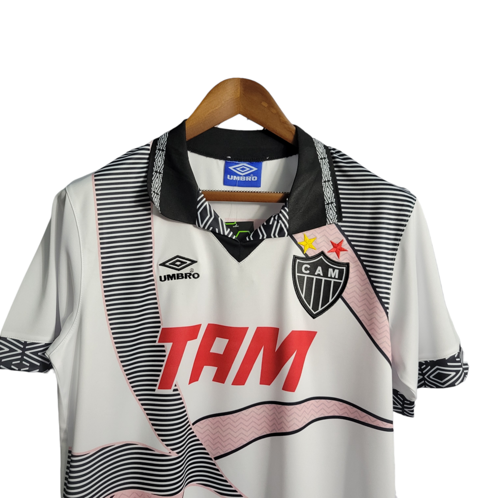 Camisa Atlético Mineiro II 1996 - Retrô - Branco com detalhes em preto