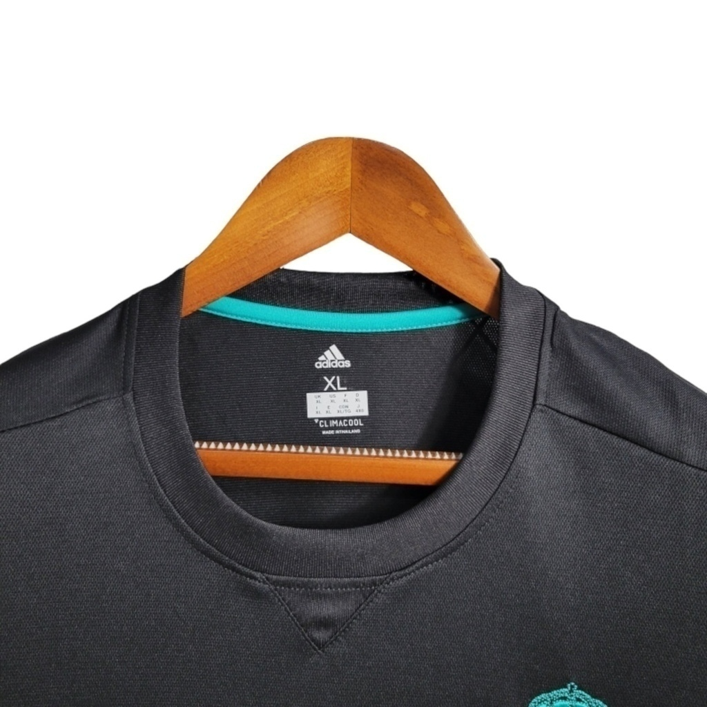 Camisa Real Madrid II 2017/2018 - Retrô Adidas - Preta com detalhes em verde
