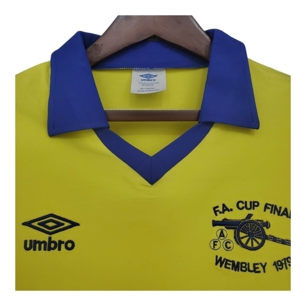 Camisa Arsenal II 1971/1979 Manga Longa - Retrô Adidas - Amarela com detalhes em azul