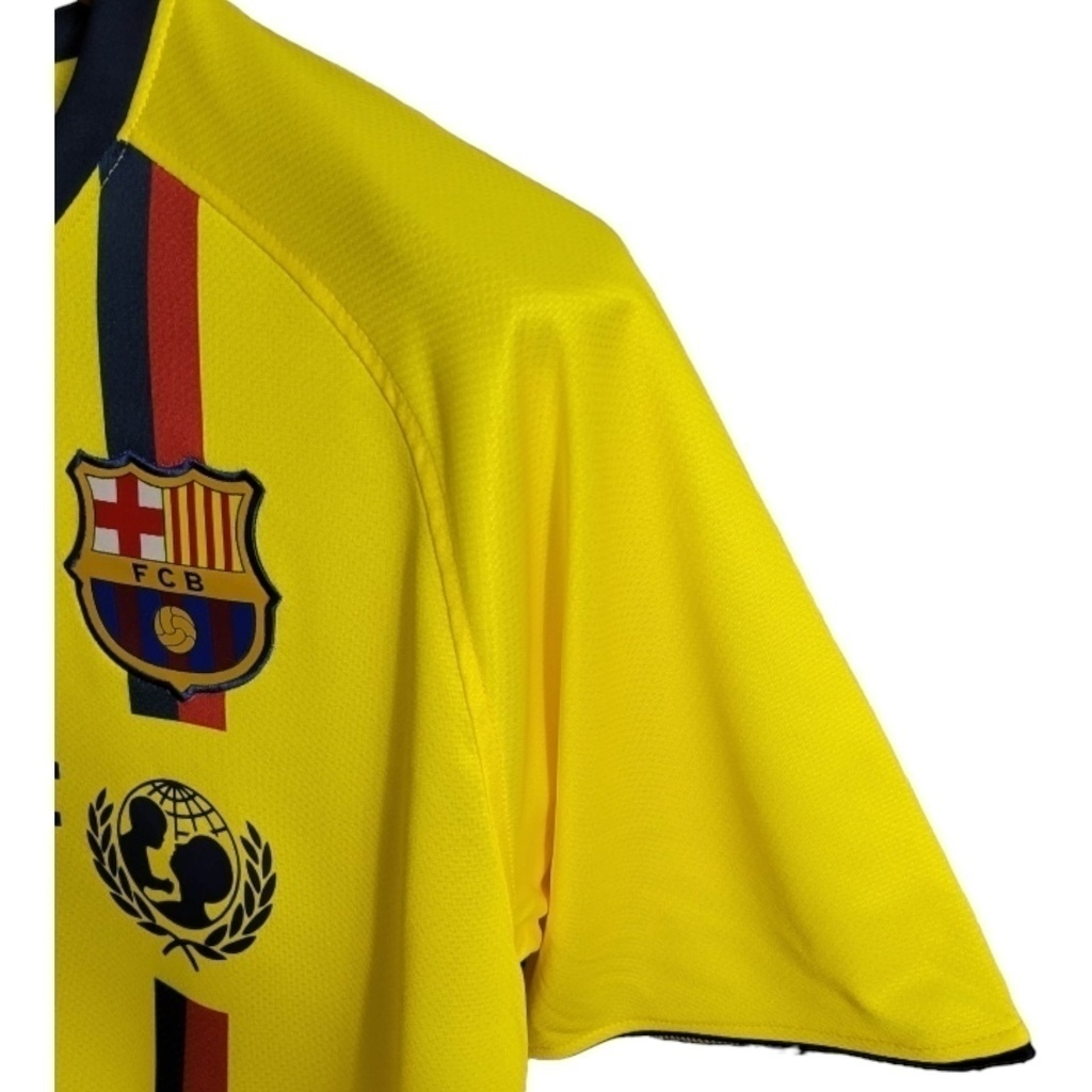 Camisa Barcelona II 2008/2009 - Retrô Nike - Amarela com detalhes em azul e vermelho