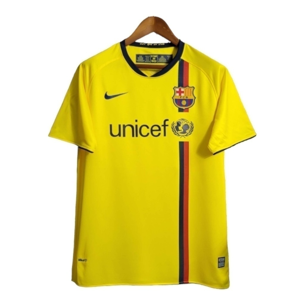 Camisa Barcelona II 2008/2009 - Retrô Nike - Amarela com detalhes em azul e vermelho