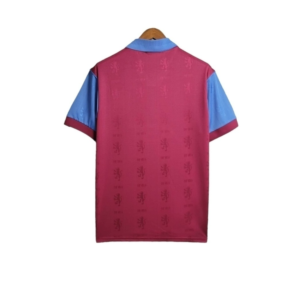 Camisa Aston Villa I 1995/1997 - Retrô Reebok - Vinho com detalhes em azul