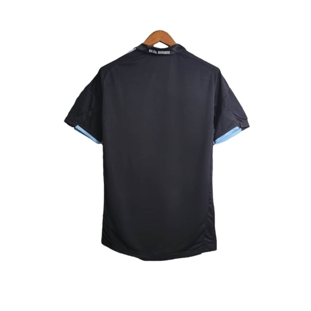Camisa Real Madrid II 2009/2010 - Retrô Adidas - Preta com detalhes em azul