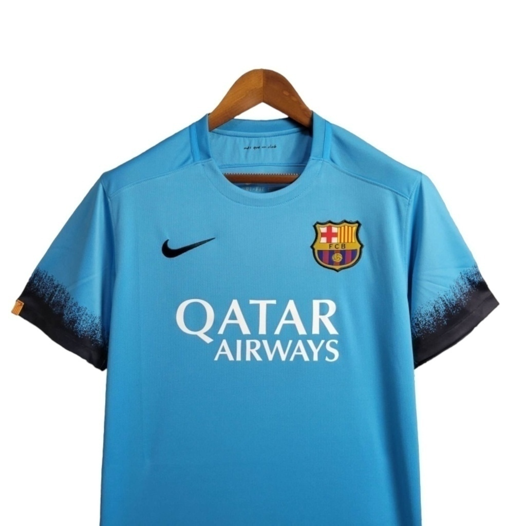 Camisa Barcelona II 2015/2016 - Retrô Nike - Azul com detalhes em preto