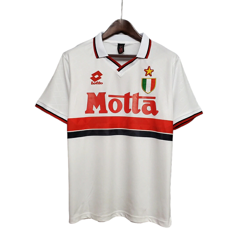 Camisa AC Milan II 1993/1994 - Retrô Lotto - Branca com detalhes em vermelho