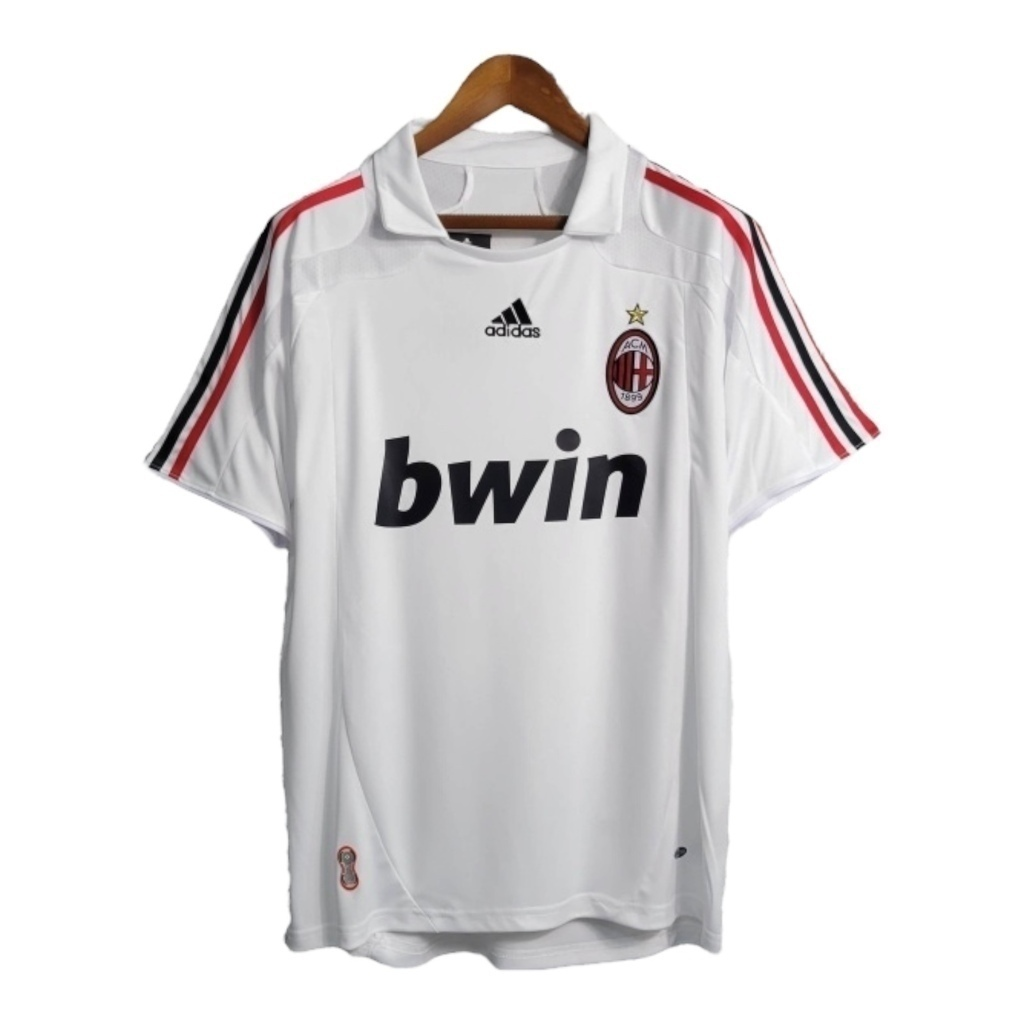 Camisa AC Milan II 2007/2008 - Retrô Adidas - Branca com detalhes em vermelho e preto
