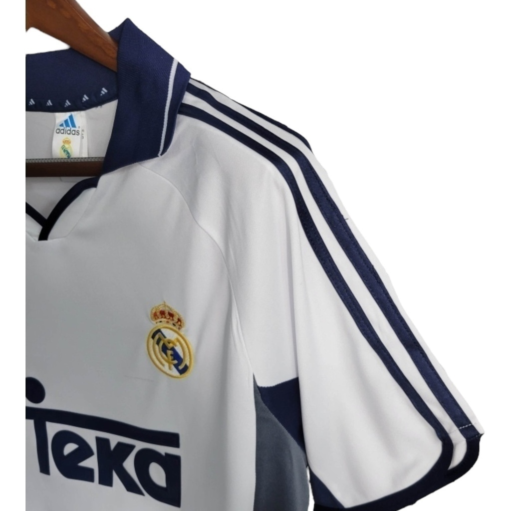 Camisa Real Madrid I 2000/2001 - Retrô Adidas - Branca com detalhes em azul