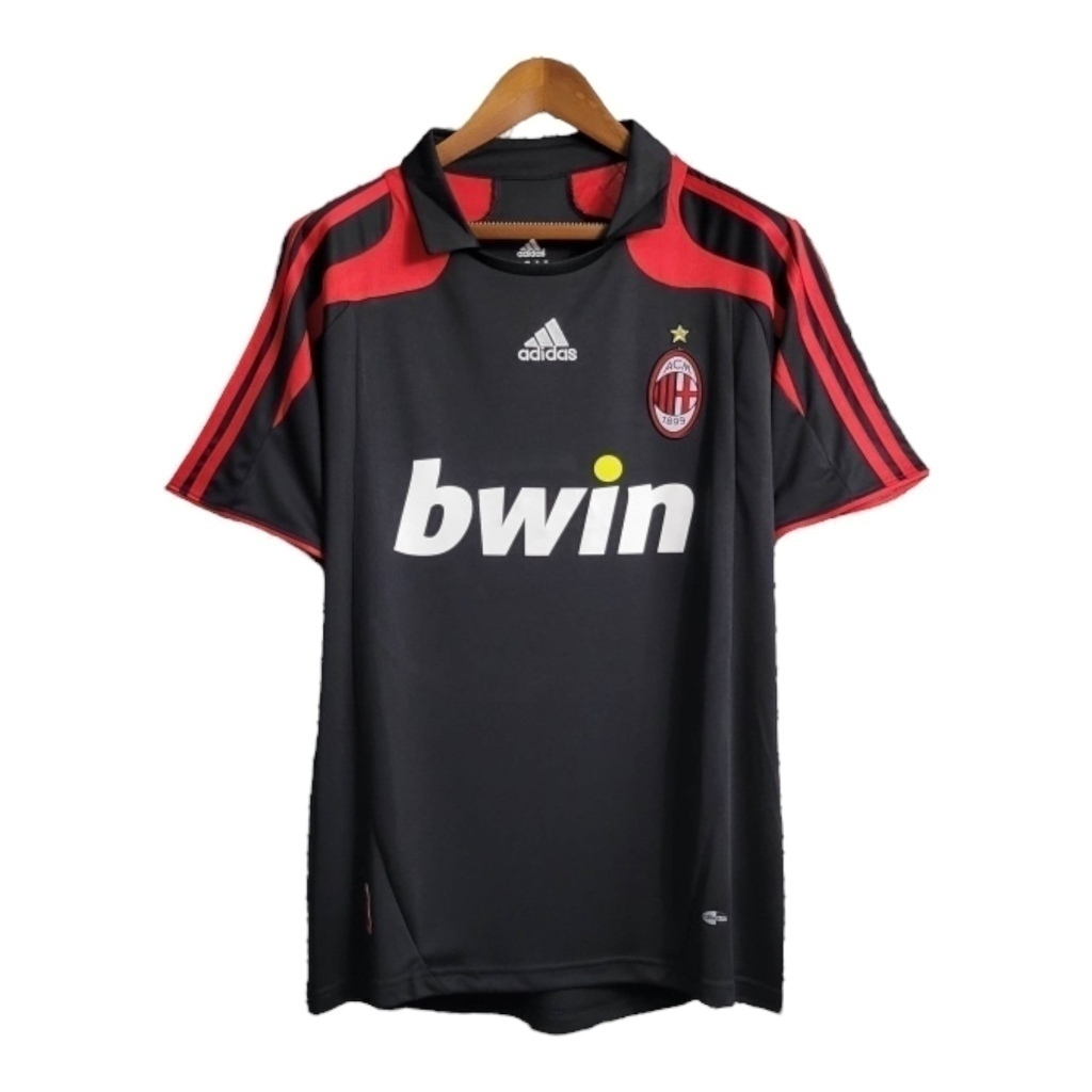 Camisa AC Milan II 2007/2008 - Retrô Adidas - Preta com detalhes em vermelho