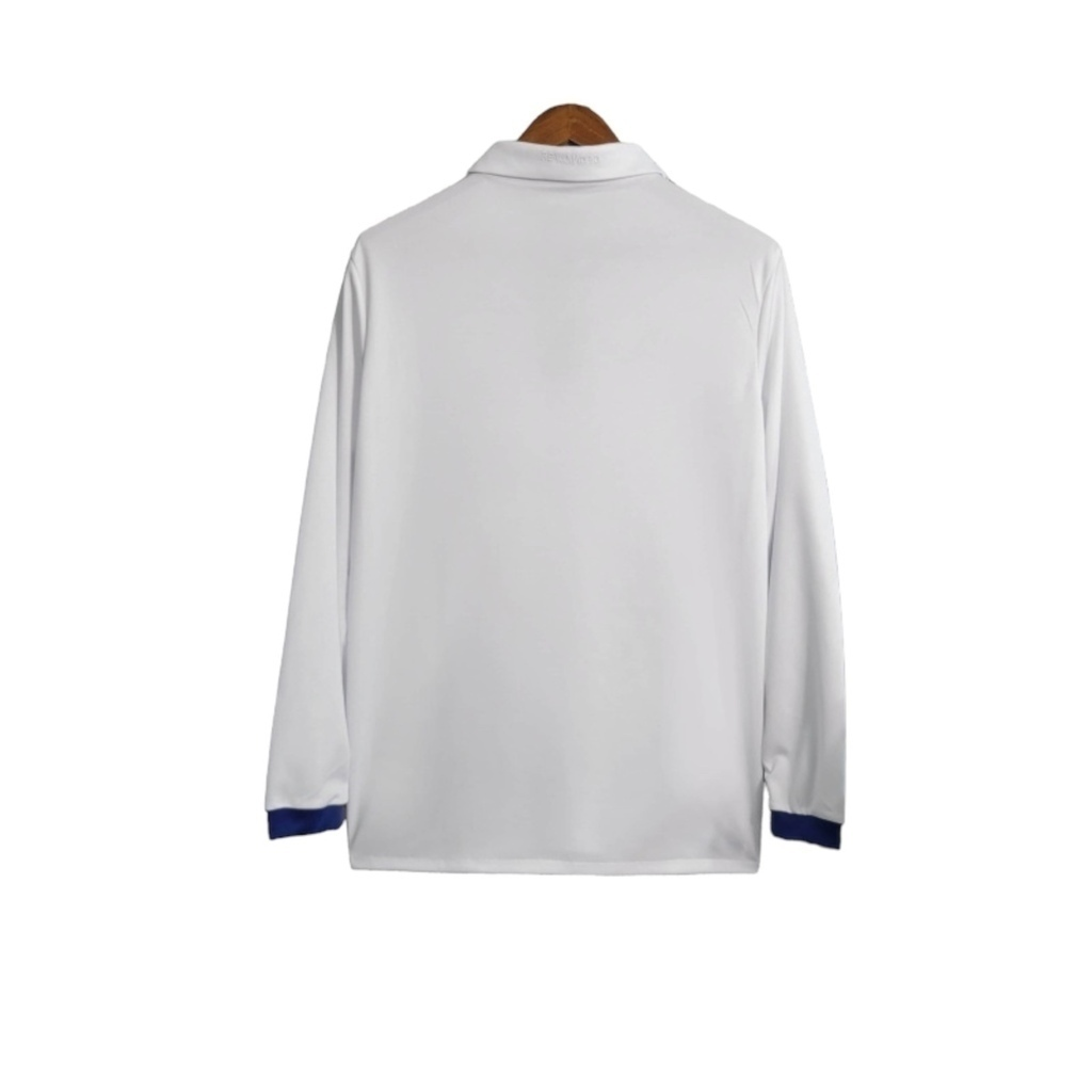 Camisa Real Madrid I 2016/2017 Manga Longa - Retrô Adidas - Branca com detalhes em azul