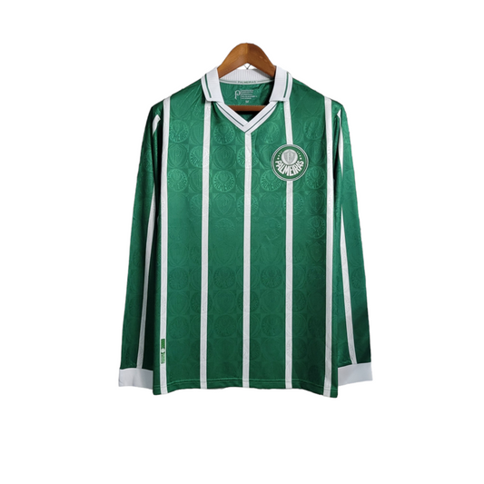 Camisa Palmeiras I 1993 Manga Longa - Retrô - Verde com listras em branco