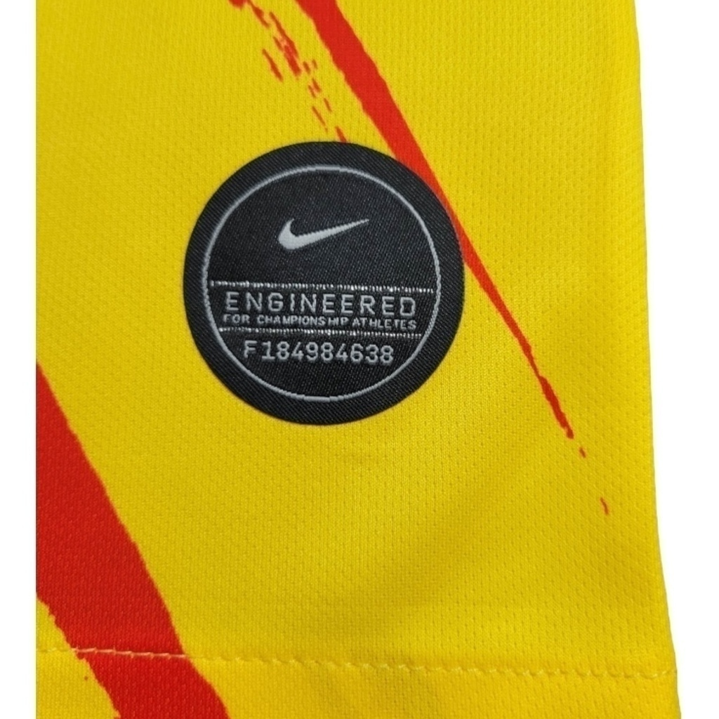 Camisa Barcelona I 2019/2020 - Retrô Nike - Amarela com detalhes em vermelho