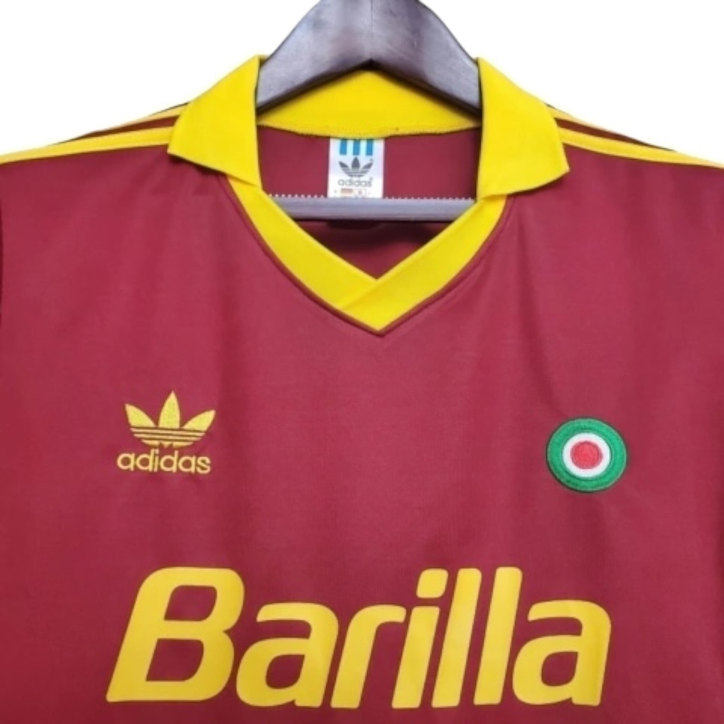 Camisa Roma I 1991/1992 - Retrô Adidas - Vermelha com detalhes em amarelo