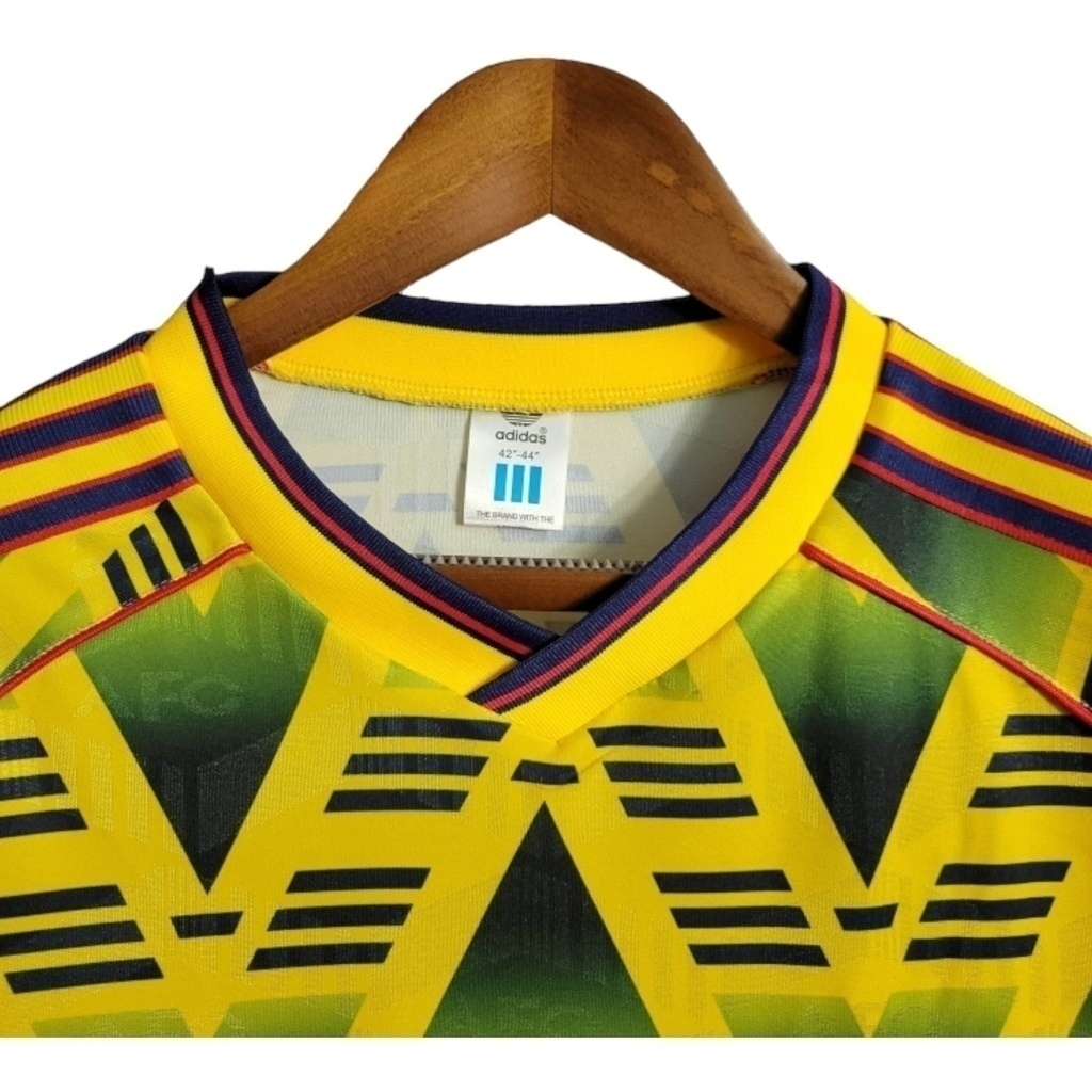 Camisa Arsenal II 1991/1993 Manga Longa - Retrô Adidas - Amarela com detalhes em verde e vermelho