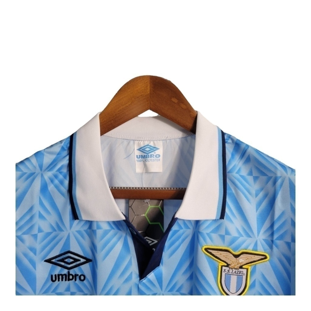 Camisa Lazio 1991 - Retrô Umbro - Azul com detalhes em branco