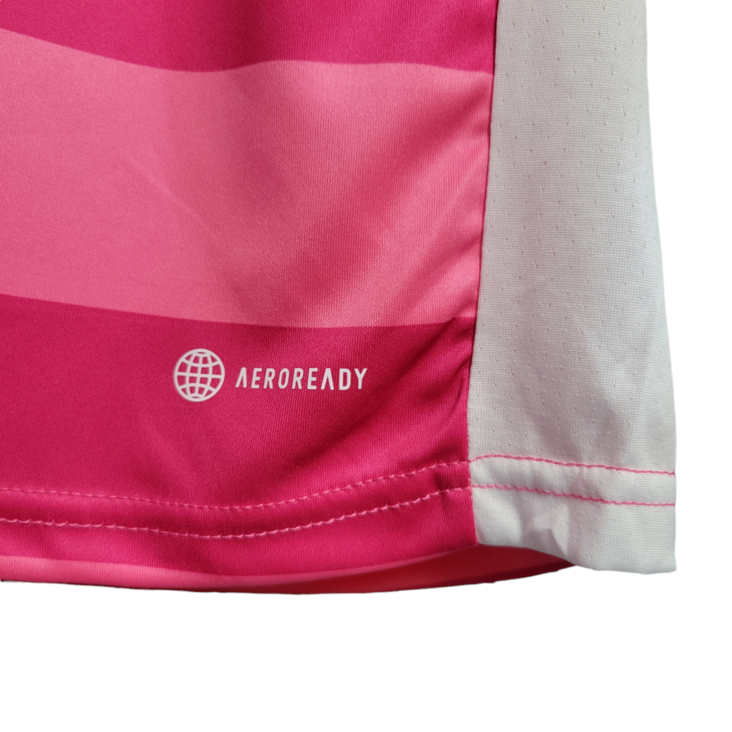 Camisa Flamengo Outubro Rosa 2022 - Retrô Adidas - Rosa em 2 tons e Símbolo em Branco