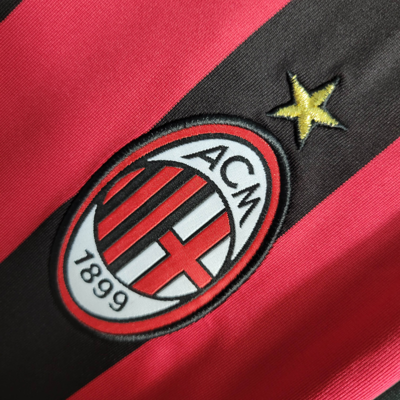 Camisa AC Milan I 2009/2010 Manga Longa - Retrô Adidas - Preta e vermelha com detalhes em branco