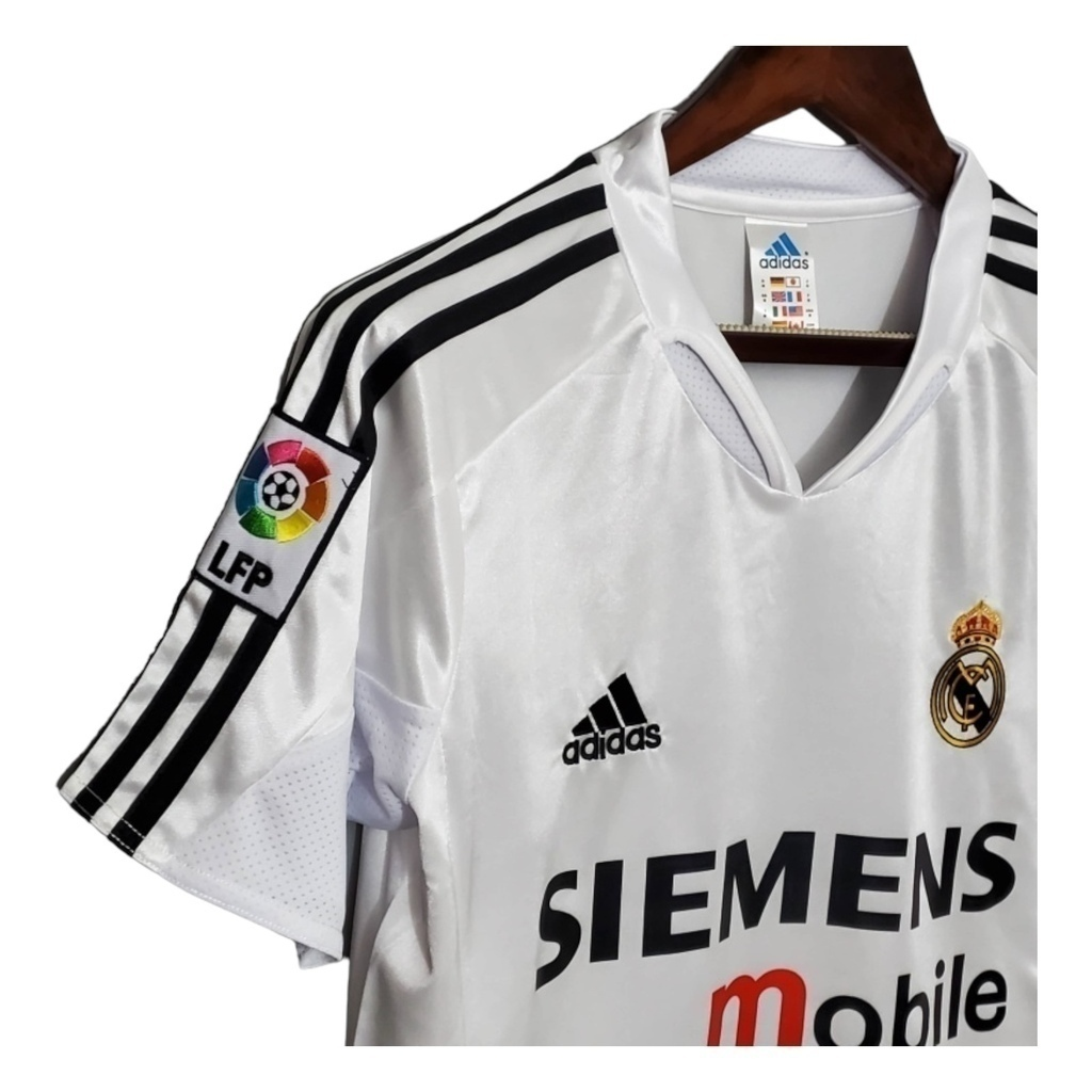 Camisa Real Madrid I 2004/2005 - Retrô Adidas - Branca com listras pretas
