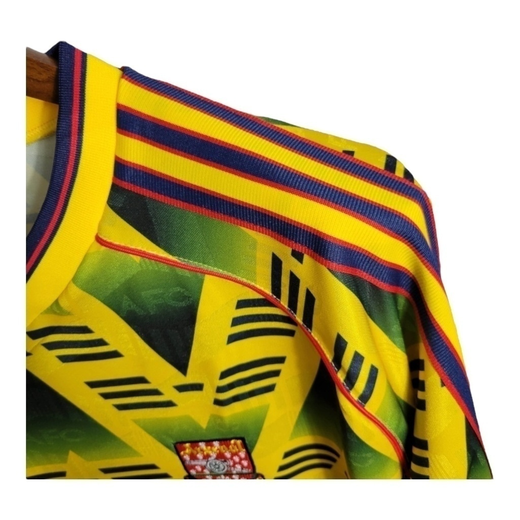 Camisa Arsenal II 1991/1993 Manga Longa - Retrô Adidas - Amarela com detalhes em verde e vermelho