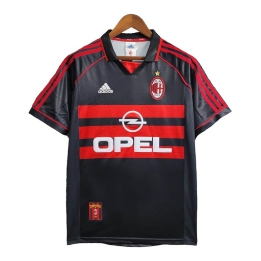 Camisa AC Milan III 1998/1999 - Retrô Adidas - Preta com detalhes em vermelho