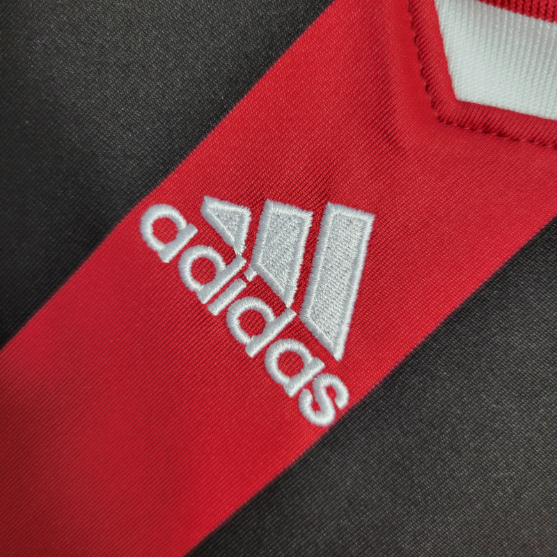 Camisa AC Milan I 2009/2010 Manga Longa - Retrô Adidas - Preta e vermelha com detalhes em branco