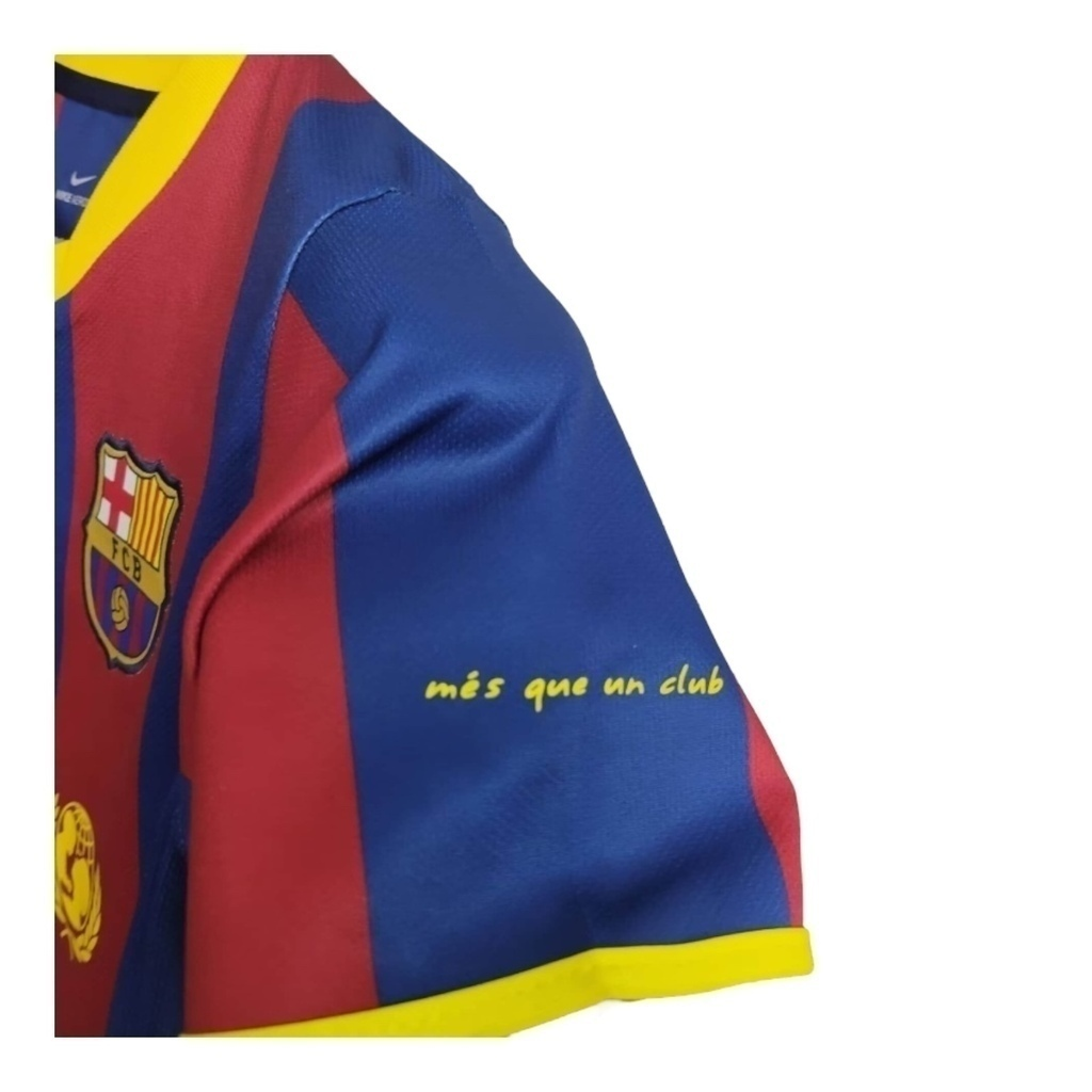 Conjunto Infantil Barcelona I 2010/2011 - Retrô Nike - Azul e vermelho com detalhes em amarelo